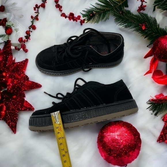 DIESEL LOW-TOP SNEAKERS WITH PLATFORM unisex black suede size M 6 W 7 - Picture 13 of 16
